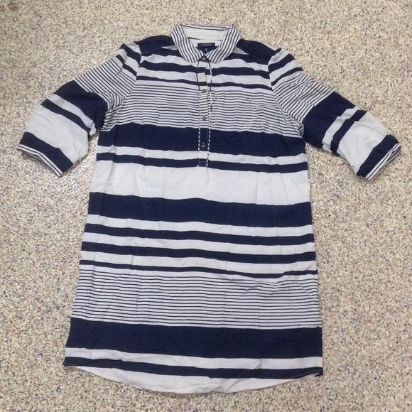 Lands' End Dresses & Skirts - Silk Land's End Striped shirt dress plus size 18